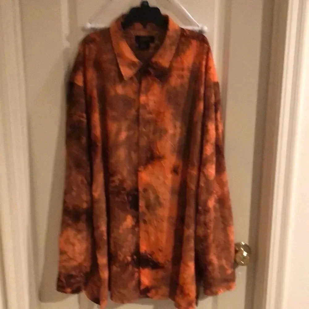 Possi Button Up Tie Dye Business Casual Shirt 2X